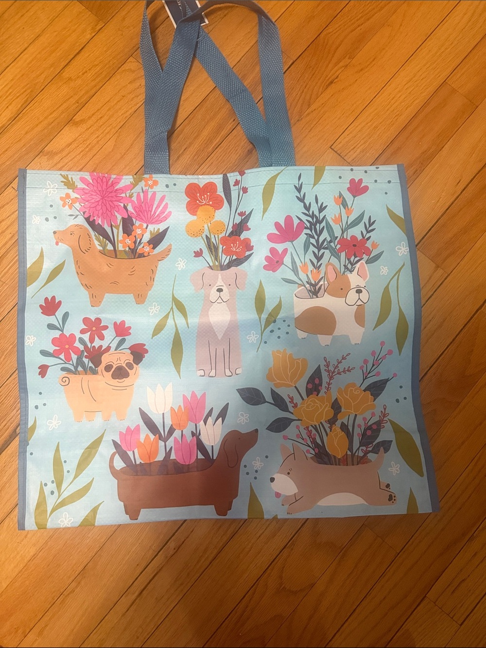 Marshalls Blue Floral Spring Dog Tote Bag
